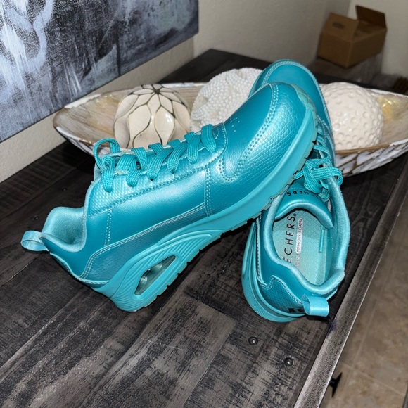 Skechers Women's Street Uno-Slither & Shine teal casual shoes SZ6.5 - Picture 3 of 10